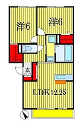 ブランシュールA 1階2LDKの間取り
