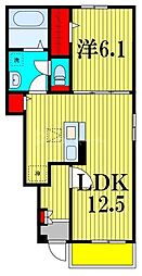シャーロットタウンVI 1階1LDKの間取り