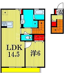 コートヴィラ 2階1LDKの間取り