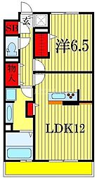 プレジャー 2階1LDKの間取り