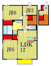 ロイヤルヒルズＧ 2階3LDKの間取り