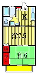 カナスギハウス 2Kの間取図画像