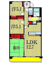 サニーフォレスト藤原壱番館 3階3LDKの間取り