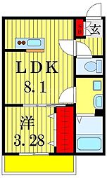 AJ津田沼V 2階1LDKの間取り