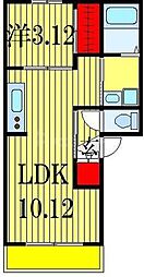 らら・ベイIII 2階1LDKの間取り