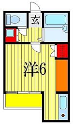 セントハイム 1階ワンルームの間取り