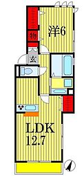 ミーツII 2階1LDKの間取り