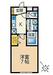 ル・シアン前原西 2階1Kの間取り