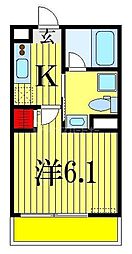 グランディア東船橋 1Kの間取図画像