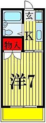 ヴィラ中山A 1Kの間取図画像