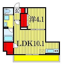 アリオッソ船橋 1DKの間取図画像