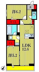 船橋市上山町2丁目アパート 2LDKの間取図画像