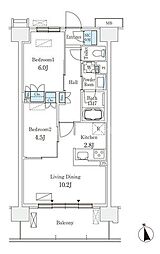 スカイグランデ津田沼 2LDKの間取図画像
