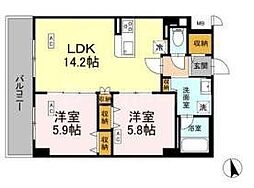 カスタリア西船橋II 2LDKの間取図画像