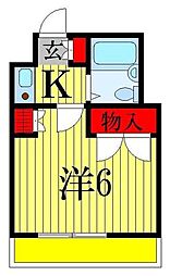 マリアデルソーレ2 1Kの間取図画像