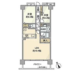ブライトシティ船橋 2LDKの間取図画像