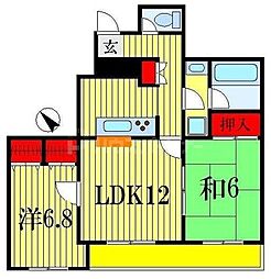 ロイヤルシャトー船橋 2LDKの間取図画像