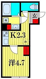 K&T 前原 1Kの間取図画像