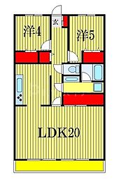 市川東レジデンス 2LDKの間取図画像
