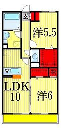 ベルシア 2LDKの間取図画像