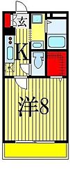 ルポゼ東中山 1Kの間取図画像