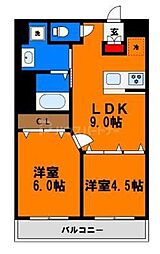 グローバルジョイ2番館 2LDKの間取図画像
