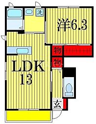 ウイステリア 1LDKの間取図画像