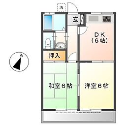 ハイツエスパール 2DKの間取図画像