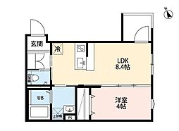 船橋市本中山5丁目アパート 1LDKの間取図画像