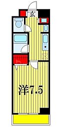 フルーラン船橋 1Kの間取図画像