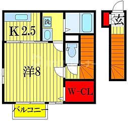 クロシェット津田沼 1Kの間取図画像