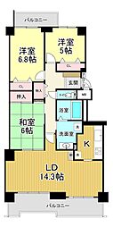 ダイアパレス富田林ステーションスクェア 3LDKの間取図画像