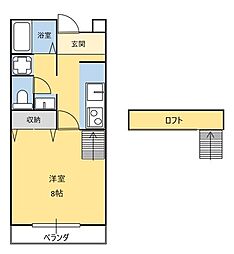 サニーK 2階1Kの間取り