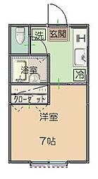 コーポサクセスB 1Kの間取図画像
