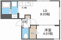 RITZGRANDE中島公園 1LDKの間取図画像