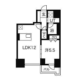 マストライフ南4条 1LDKの間取図画像