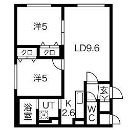 クラリス菊水2 2LDKの間取図画像