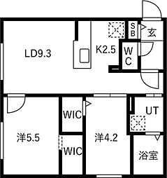 リコルドアーツ 2LDKの間取図画像