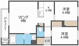 フルシュ 2LDKの間取図画像