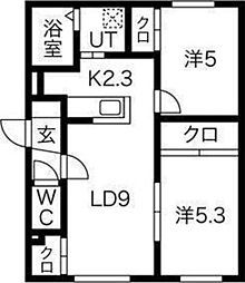 アヴァンセ本通南 2LDKの間取図画像