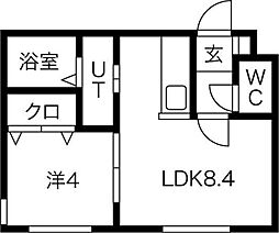ホープ南7条 1LDKの間取図画像