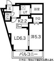平岸リバーサイド 1LDKの間取図画像