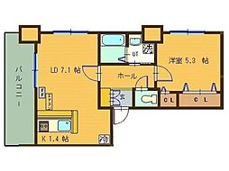 サンコート本通ガーデンヒルズ 1LDKの間取図画像
