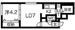 ワイズフェリーチェ南郷 1LDKの間取図画像