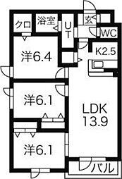 白南ハイツ8 3LDKの間取図画像