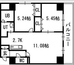 グランカーサ北3条 2LDKの間取図画像