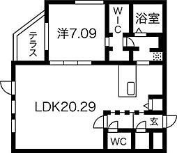アルファ菊水駅前 1LDKの間取図画像