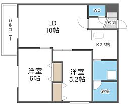 ecoa南郷7丁目 2LDKの間取図画像