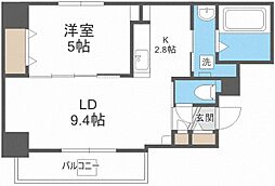 ユーコート大通西13 1LDKの間取図画像