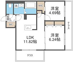 札幌市豊平区豊平一条4丁目マンション 2LDKの間取図画像